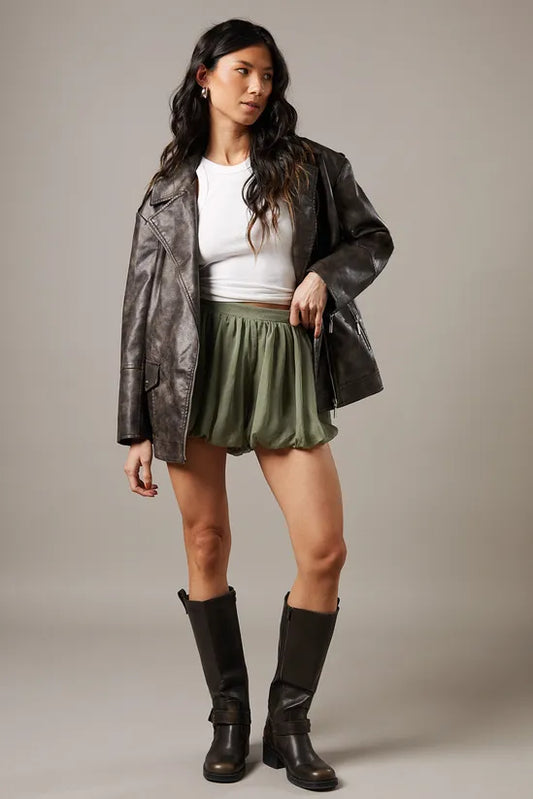 Chiffon Bubble Hem Micro Short